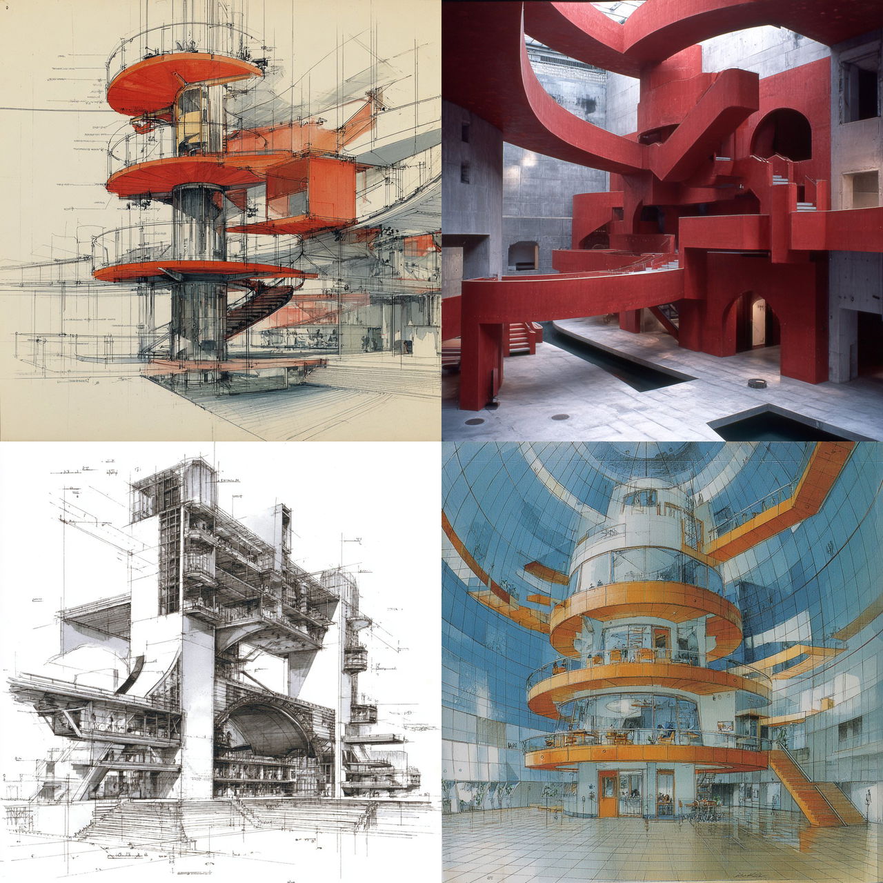 Bernard Tschumi style, Midjourney V7, render 1 of 4