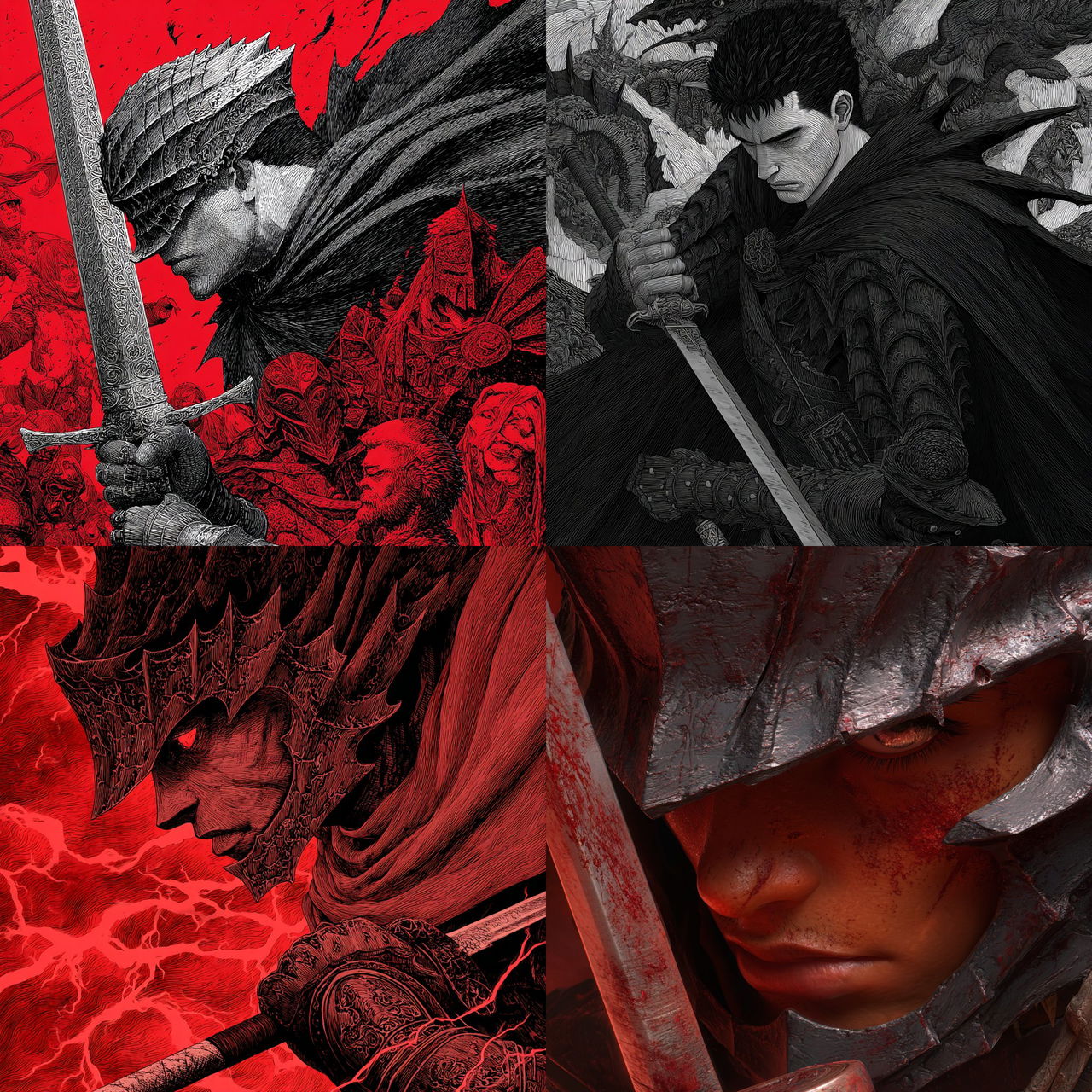 Berserk style, Midjourney V7, render 1 of 4