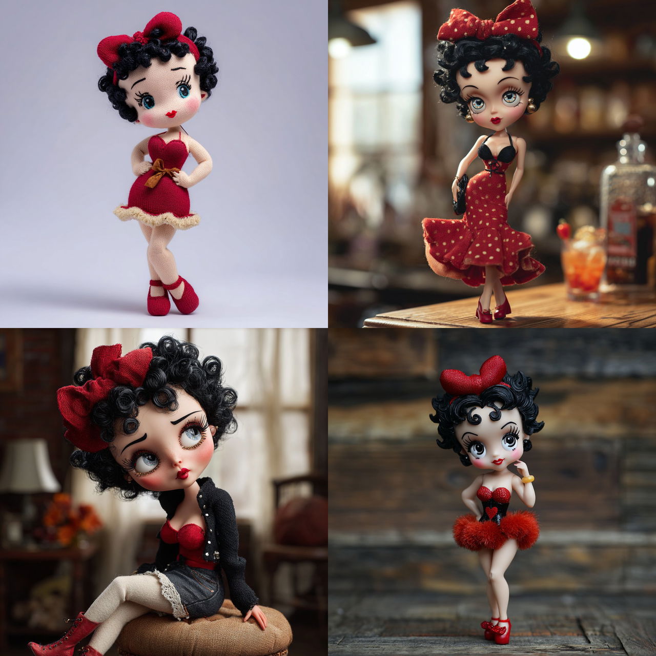 Betty Boop doll style, Midjourney V7, render 1 of 4