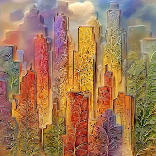 Kaleidocenobium style, Midjourney V7: megacity with futuristic bioarchitecture