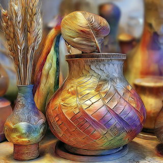 Kaleidocenobium style, Midjourney V7: traditional folk art