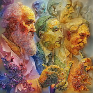 Kaleidocenobium style, Midjourney V7: editorial illustration for popular scientific magazine cover