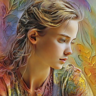 Kaleidocenobium style, Midjourney V7: photographic portrait of female protagonist