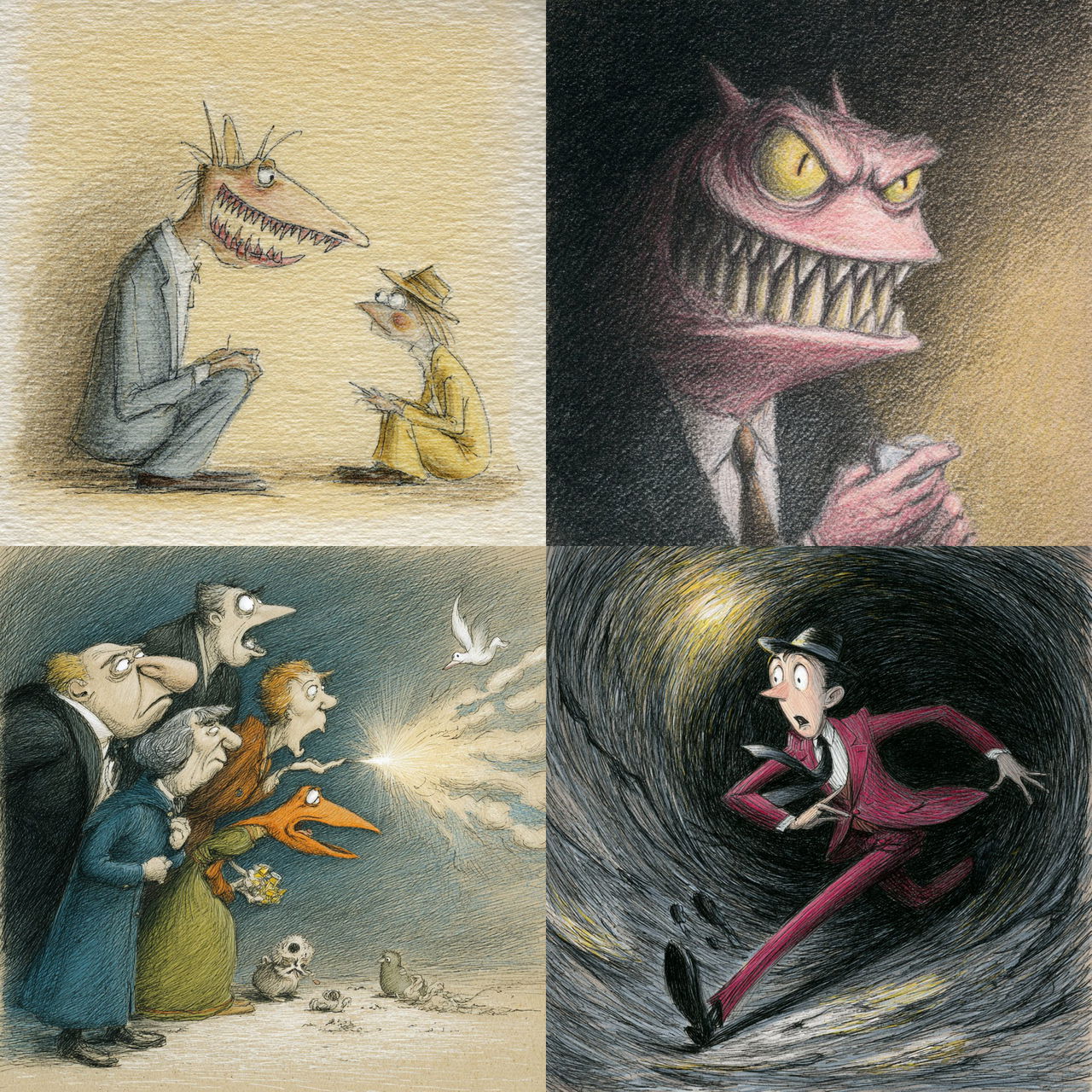 Bill Plympton style, Midjourney V7, render 1 of 4