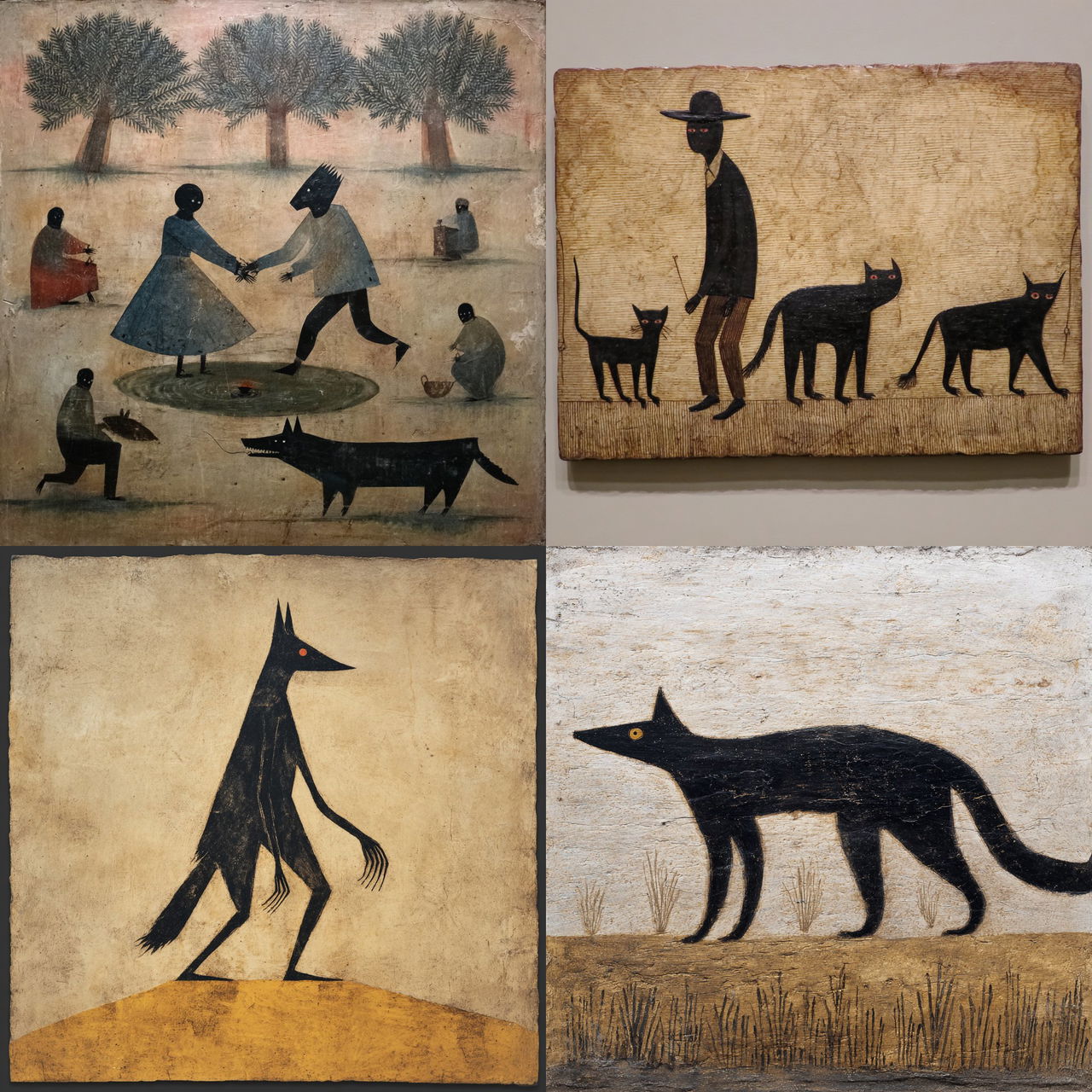 Bill Traylor style, Midjourney V7, render 1 of 4