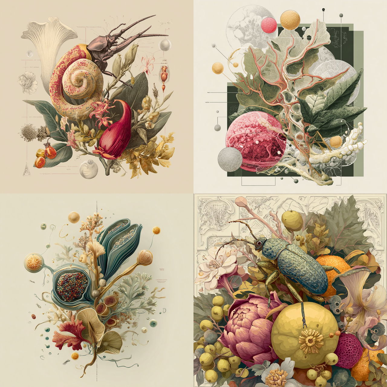 Biological illustration style, Midjourney V7, render 1 of 4