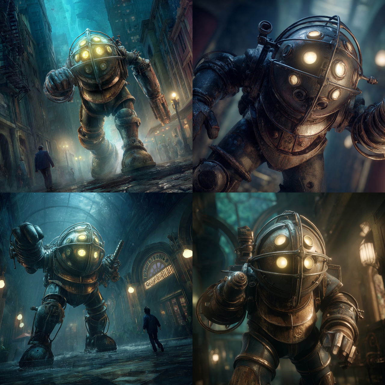 BioShock style, Midjourney V7, render 1 of 4