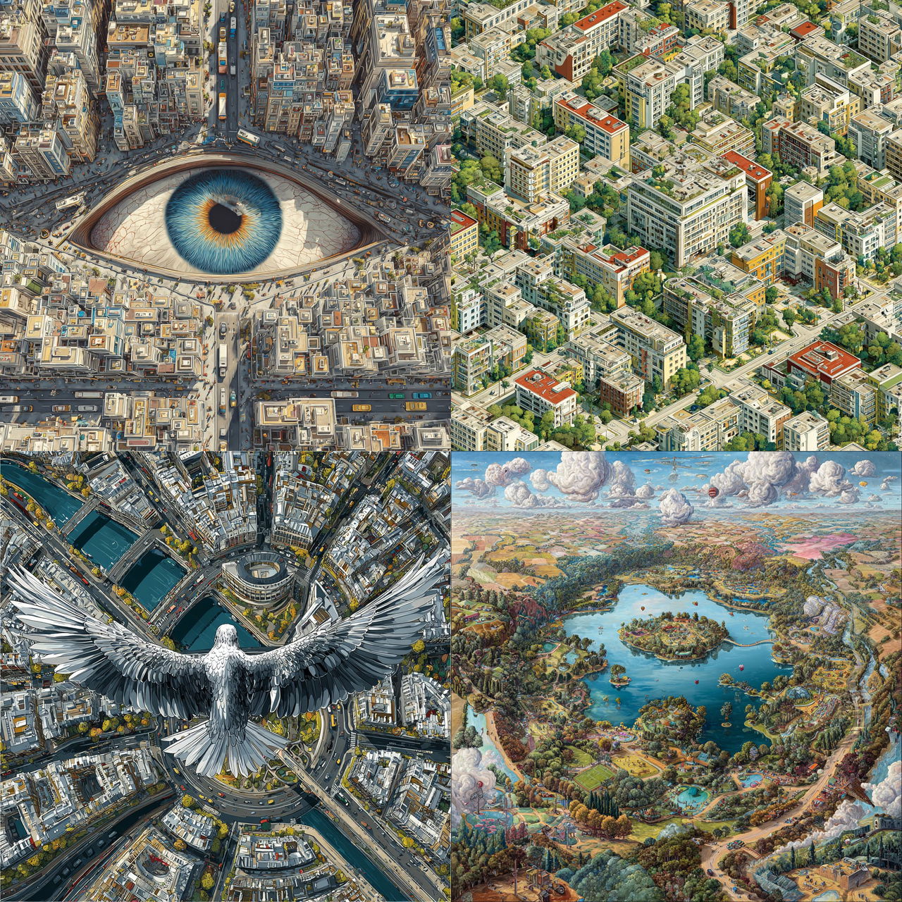 Bird's eye view style, Midjourney V7, render 1 of 4