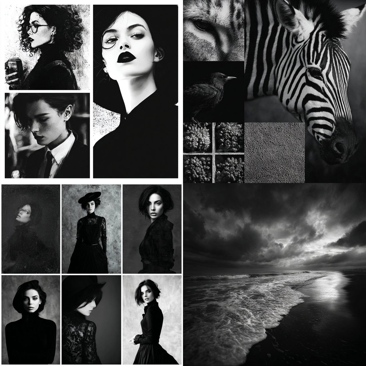 Black-and-white colors style, Midjourney V7, render 1 of 4