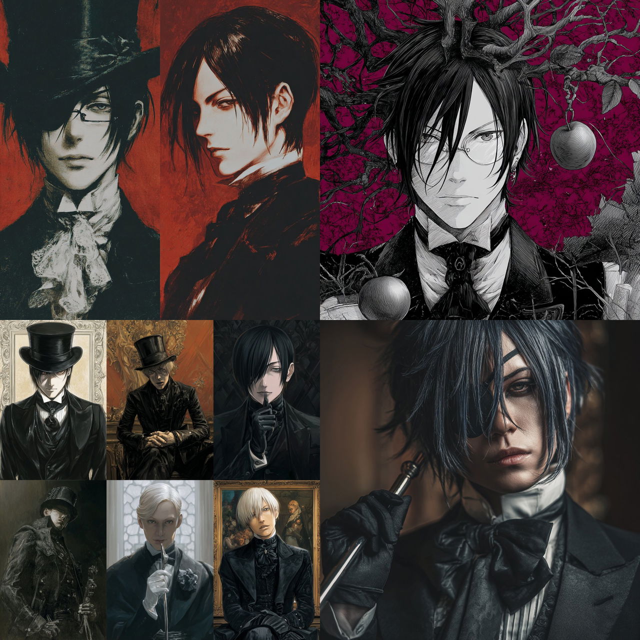 Black Butler style, Midjourney V7, render 1 of 4