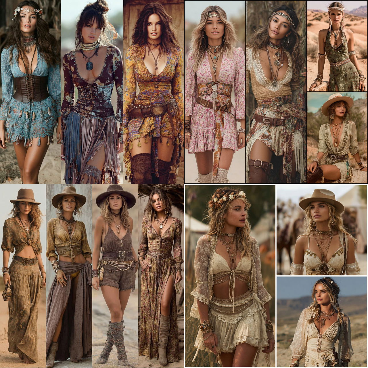 Boho fashion style, Midjourney V7, render 1 of 4