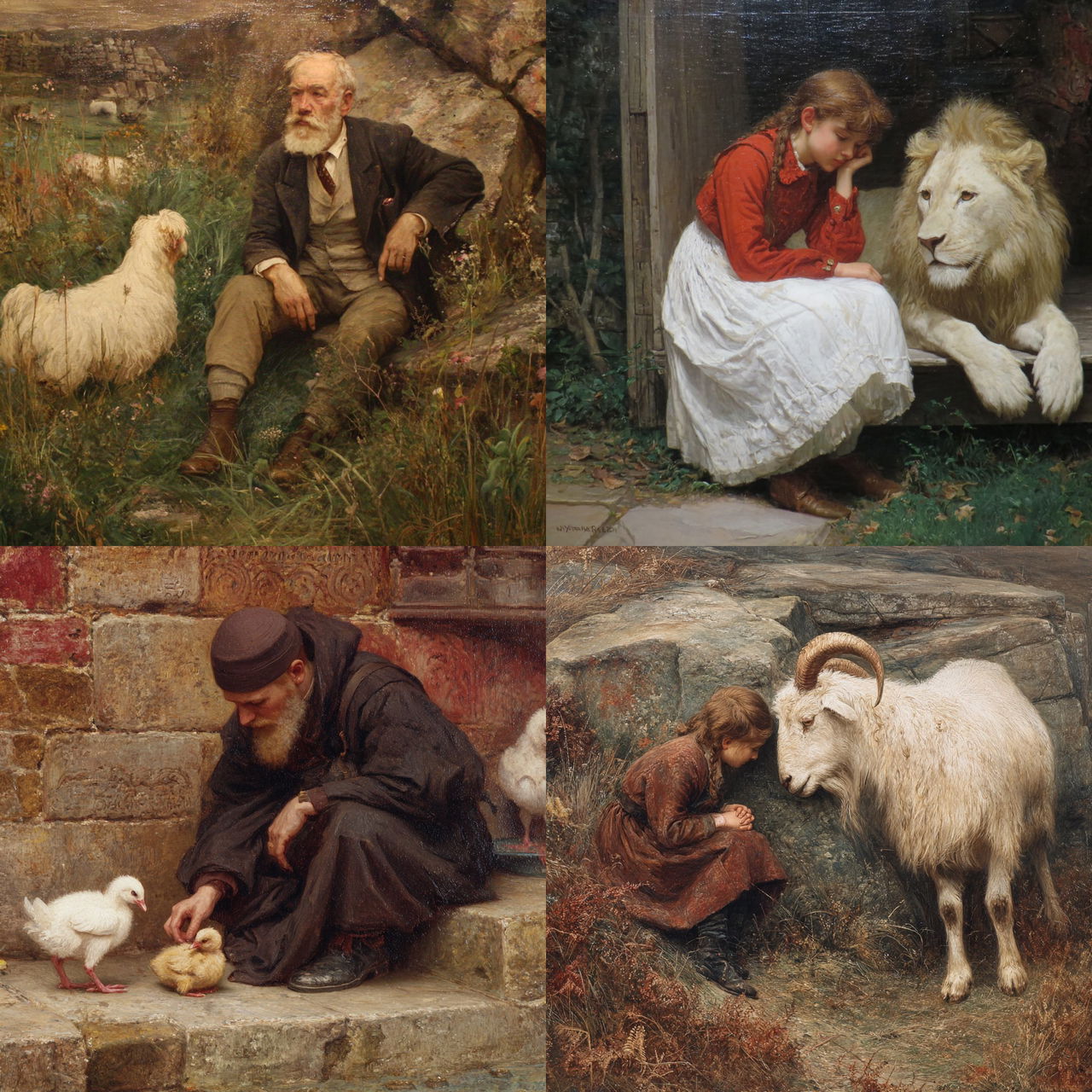 Briton Riviere style, Midjourney V7, render 1 of 4