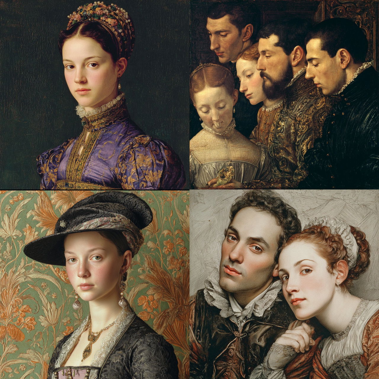 Bronzino style, Midjourney V7, render 1 of 4