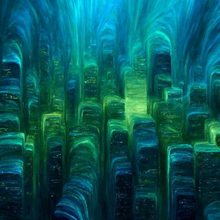 Marble Tempest style, Midjourney V7: megacity with futuristic bioarchitecture