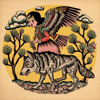 Inkstained Glasswork style, Midjourney V7: retro fairy-tale illustration