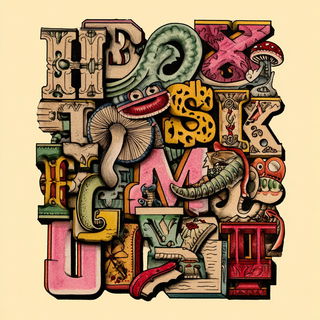 Inkstained Glasswork style, Midjourney V7: typographic composition with large letters
