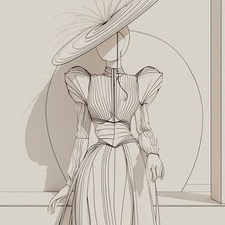 Contour Nomad style, Midjourney V7: haute-couture fashion outfit
