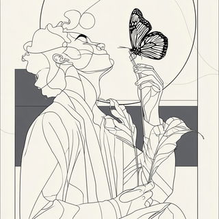 Contour Nomad style, Midjourney V7: editorial illustration for popular scientific magazine cover