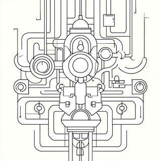 Contour Nomad style, Midjourney V7: technical infrastructure blueprint schematics