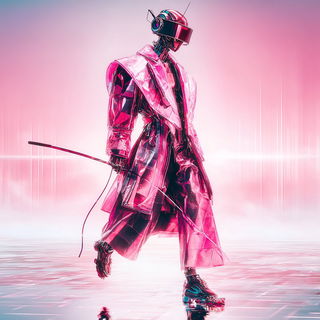 Neon Permafrost style, Midjourney V7: concept art character design of retropunk steam knight
