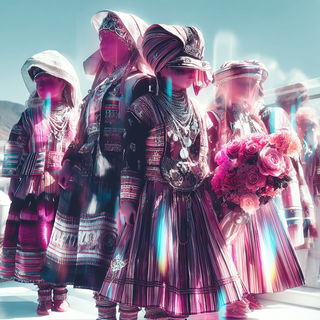 Neon Permafrost style, Midjourney V7: traditional folk art