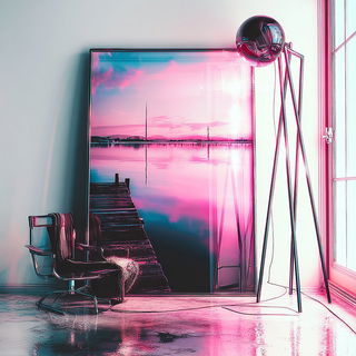 Neon Permafrost style, Midjourney V7: realistic landscape photograph of quiet dawn