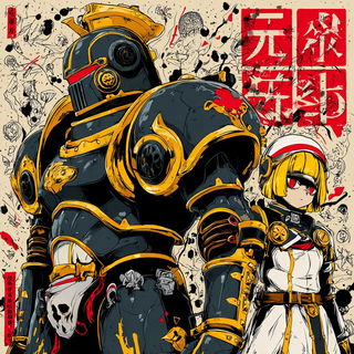 Kagehana Grandstand style, Midjourney V7: concept art character design of retropunk steam knight