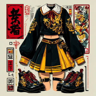 Kagehana Grandstand style, Midjourney V7: haute-couture fashion outfit