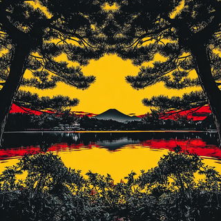 Kagehana Grandstand style, Midjourney V7: realistic landscape photograph of quiet dawn