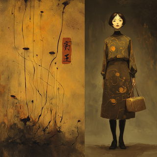 Mordant Pulpism style, Midjourney V7: haute-couture fashion outfit