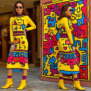 Duplicolor Folkform style, Midjourney V7: haute-couture fashion outfit