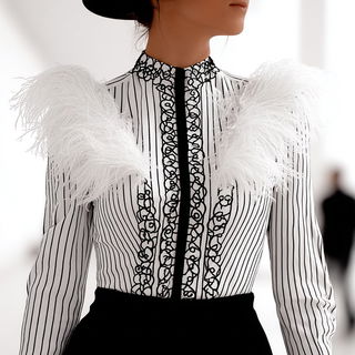 Portalink style, Midjourney V7: haute-couture fashion outfit