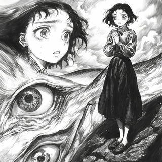Portalink style, Midjourney V7: black-and-white manga comic strip