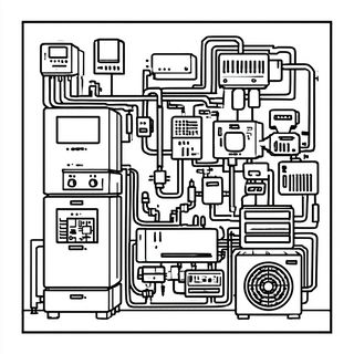 Portalink style, Midjourney V7: technical infrastructure blueprint schematics