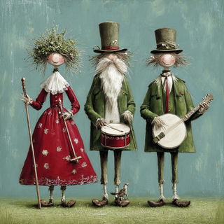 Sea-Green Tidemark style, Midjourney V7: traditional folk art