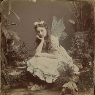 Albumen Surrealism style, Midjourney V7: retro fairy-tale illustration