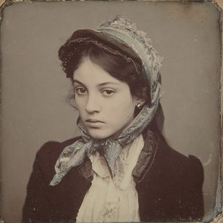 Albumen Surrealism style, Midjourney V7: photographic portrait of female protagonist
