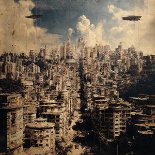 Sepiatrek style, Midjourney V7: megacity with futuristic bioarchitecture