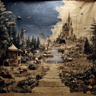 Sepiatrek style, Midjourney V7: retro fairy-tale illustration