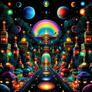 Rainbow Marquee Wilderness style, Midjourney V7: abstract 3D render