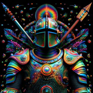 Rainbow Marquee Wilderness style, Midjourney V7: concept art character design of retropunk steam knight