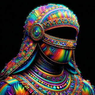 Rainbow Marquee Wilderness style, Midjourney V7: haute-couture fashion outfit