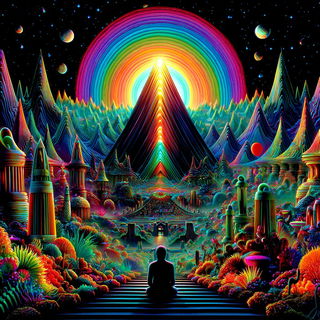 Rainbow Marquee Wilderness style, Midjourney V7: cinematic shot from sci-fi movie