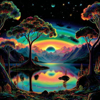 Rainbow Marquee Wilderness style, Midjourney V7: realistic landscape photograph of quiet dawn