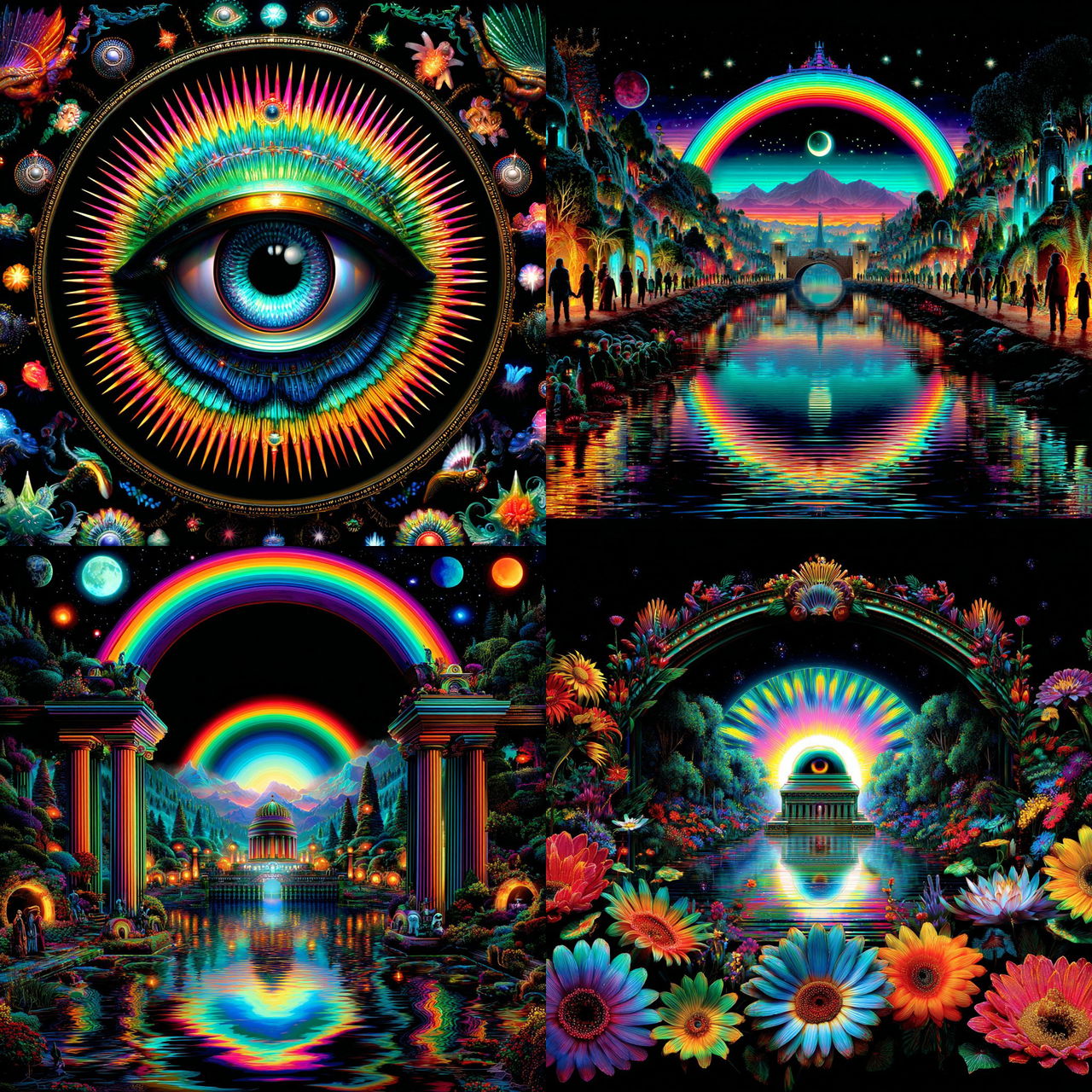 Rainbow Marquee Wilderness style, Midjourney V7, render 1 of 4