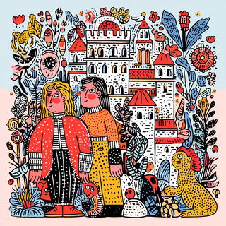 Sunmask Mazurka style, Midjourney V7: retro fairy-tale illustration