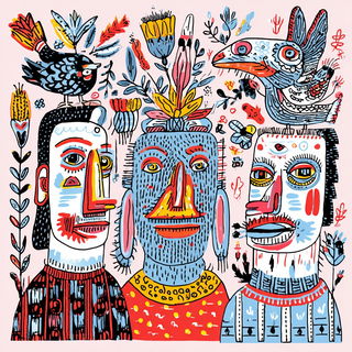 Sunmask Mazurka style, Midjourney V7: traditional folk art