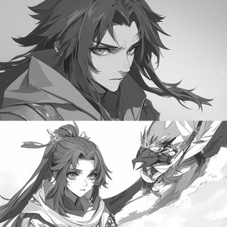 Sunmask Mazurka style, Midjourney V7: black-and-white manga comic strip