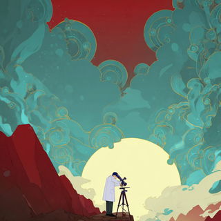 Bannervane style, Midjourney V7: editorial illustration for popular scientific magazine cover