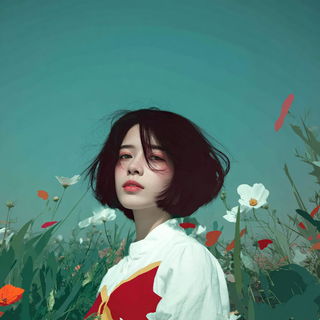 Bannervane style, Midjourney V7: photographic portrait of female protagonist